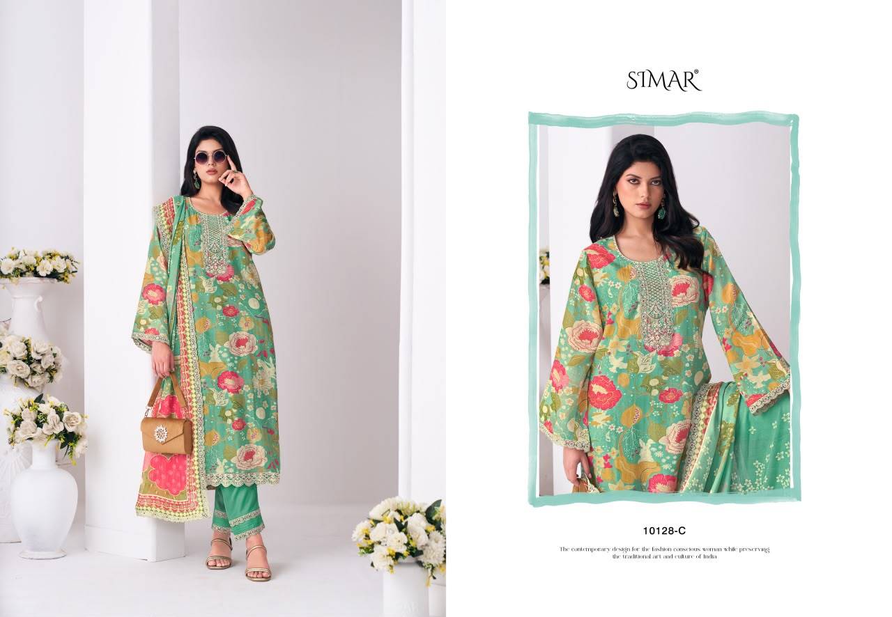 Sanaaz By Glossy 10128A to F Series Stylish Beautiful Colourful Viscose Muslin Dresses At Wholesale Price
